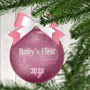 Baby Girl First Christmas CB Glitter Ornament