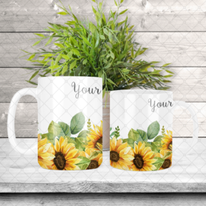 Sunflowers Bottom Border & Name Coffee Mug