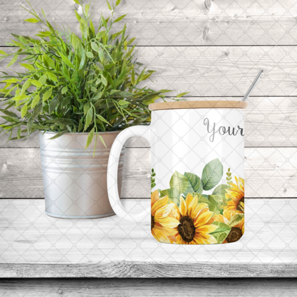 Sunflowers Bottom Border & Name Coffee Mug